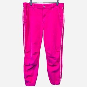 Sundry Micro Cord Hot Pink Zip Jogger Pants